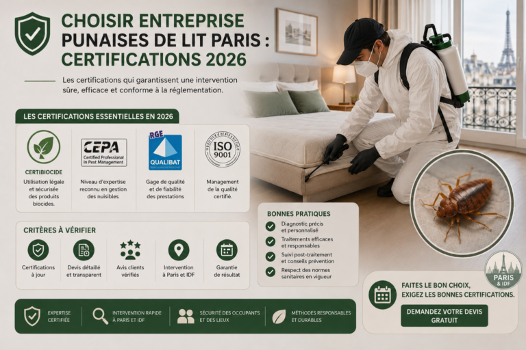 Choisir Entreprise Punaises de Lit Paris Certifications