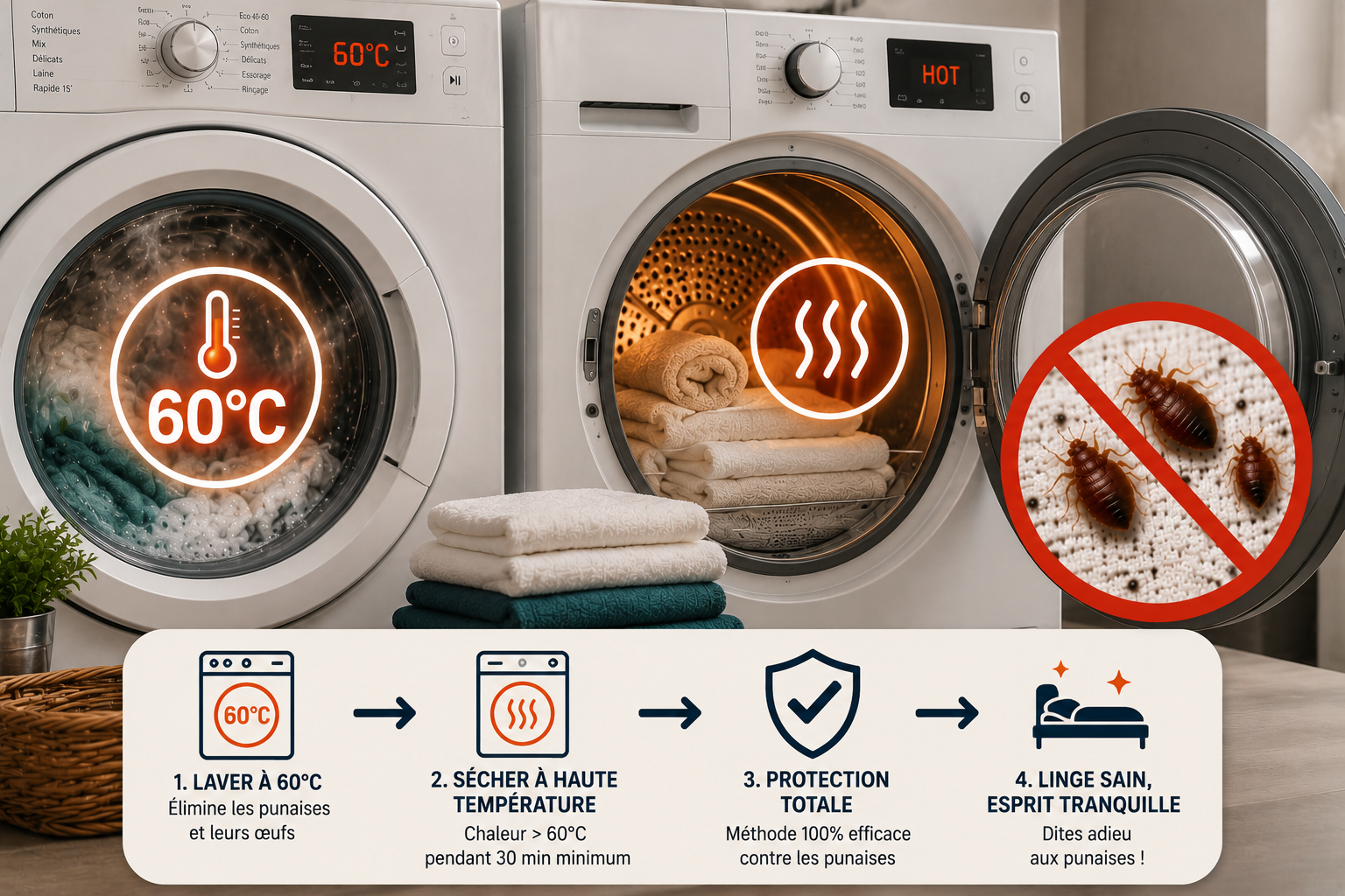Lavage 60°C Sèche-Linge Méthode 100% Efficace
