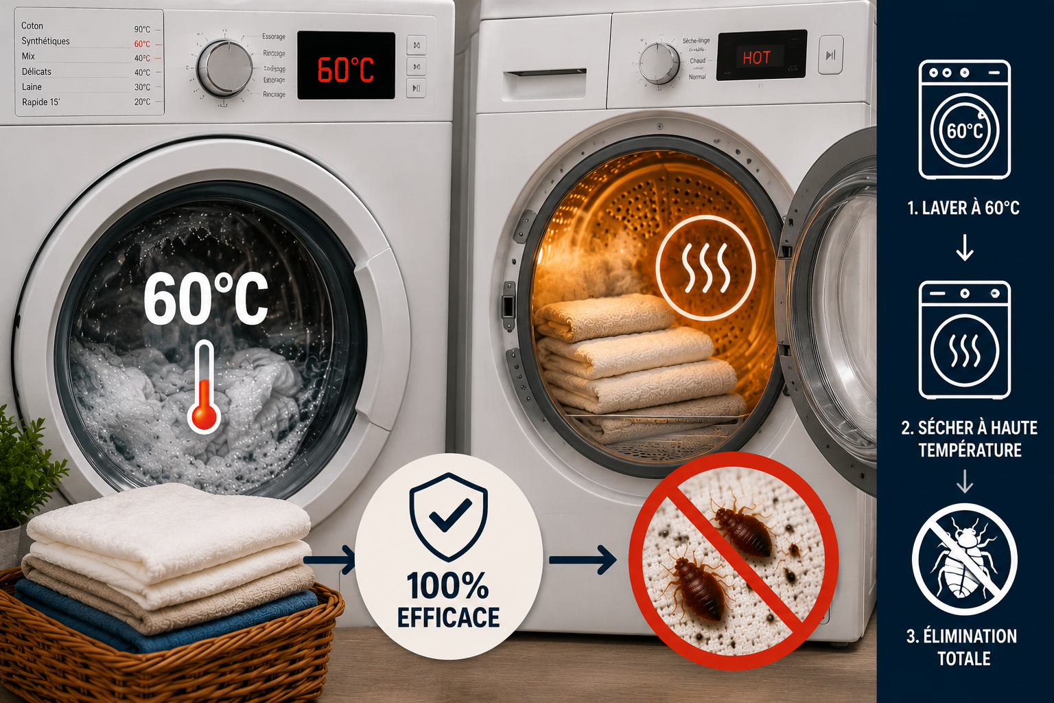 Lavage 60°C + Sèche-Linge Méthode Efficace