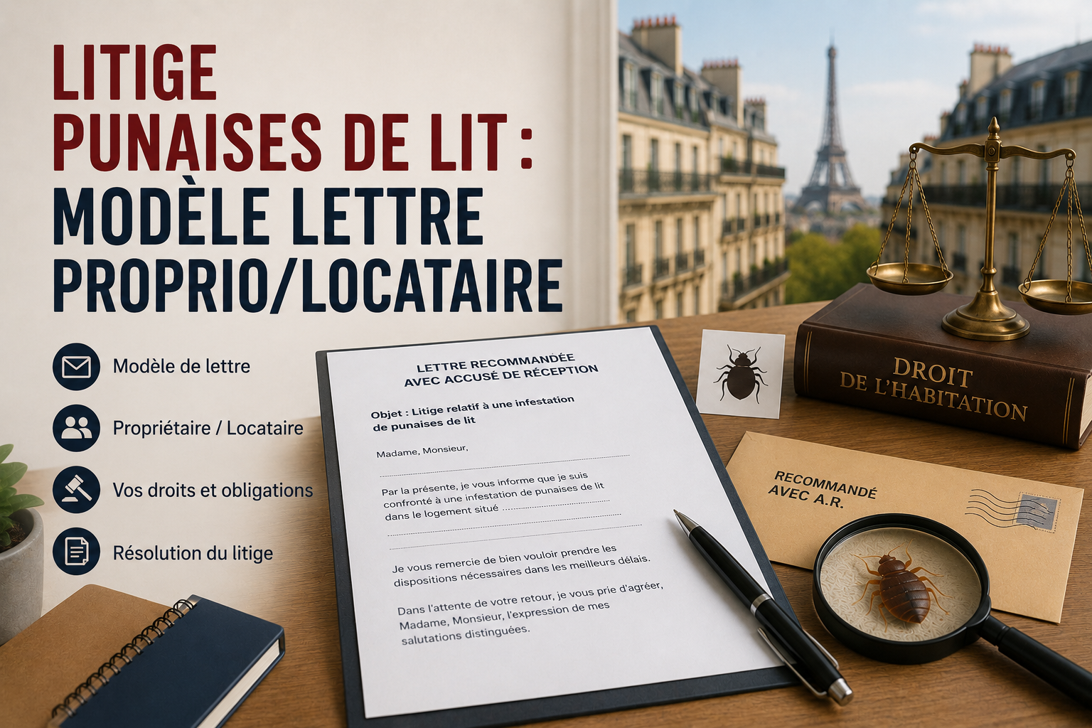 Litige Punaises de Lit Modèle Lettre ProprioLocataire
