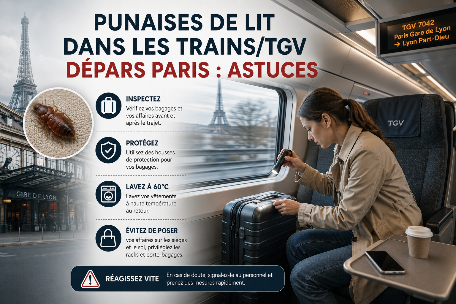 Punaises de Lit dans les TrainsTGV Départs Paris